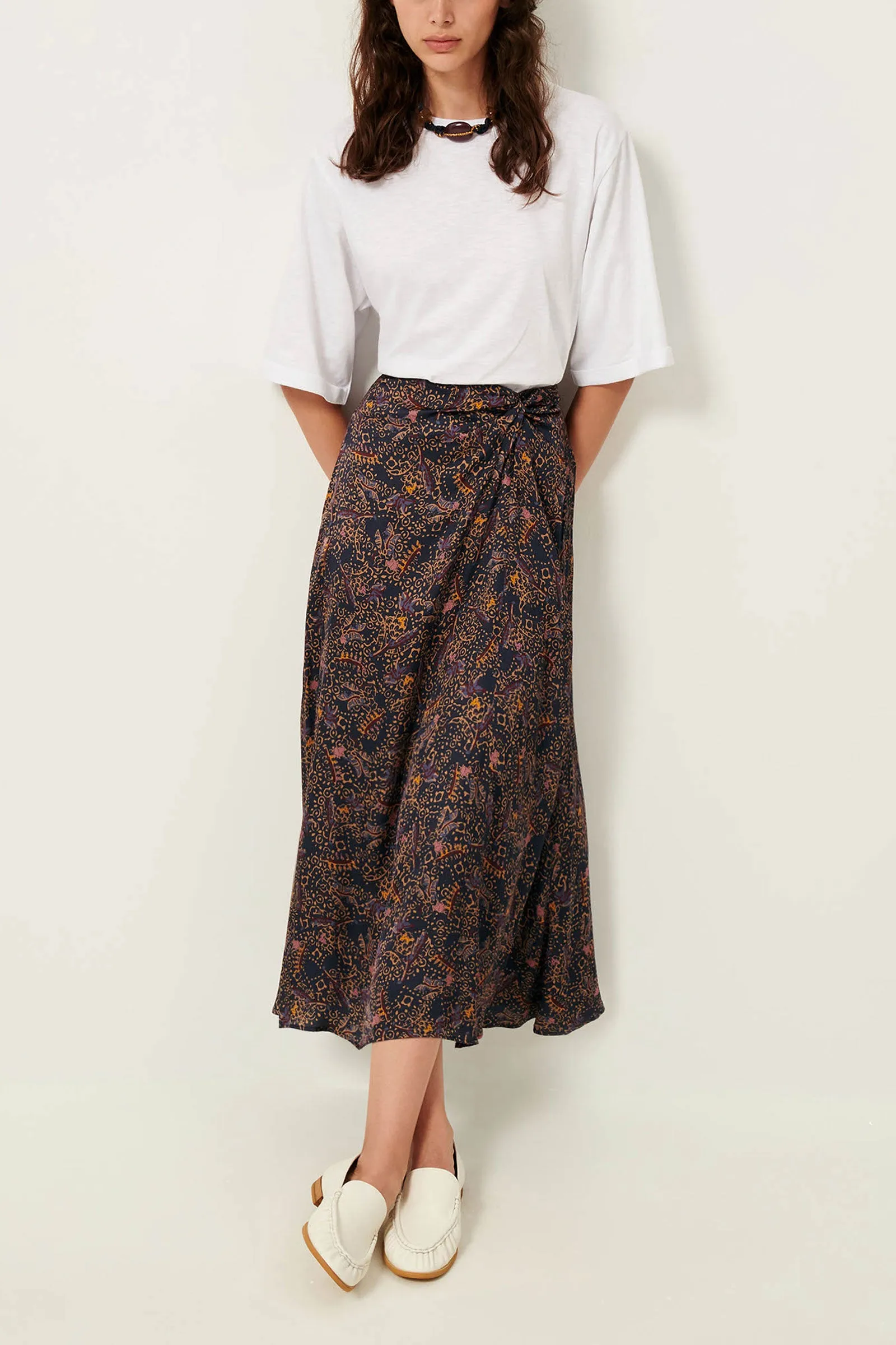 Gialla Printed Midi Skirt