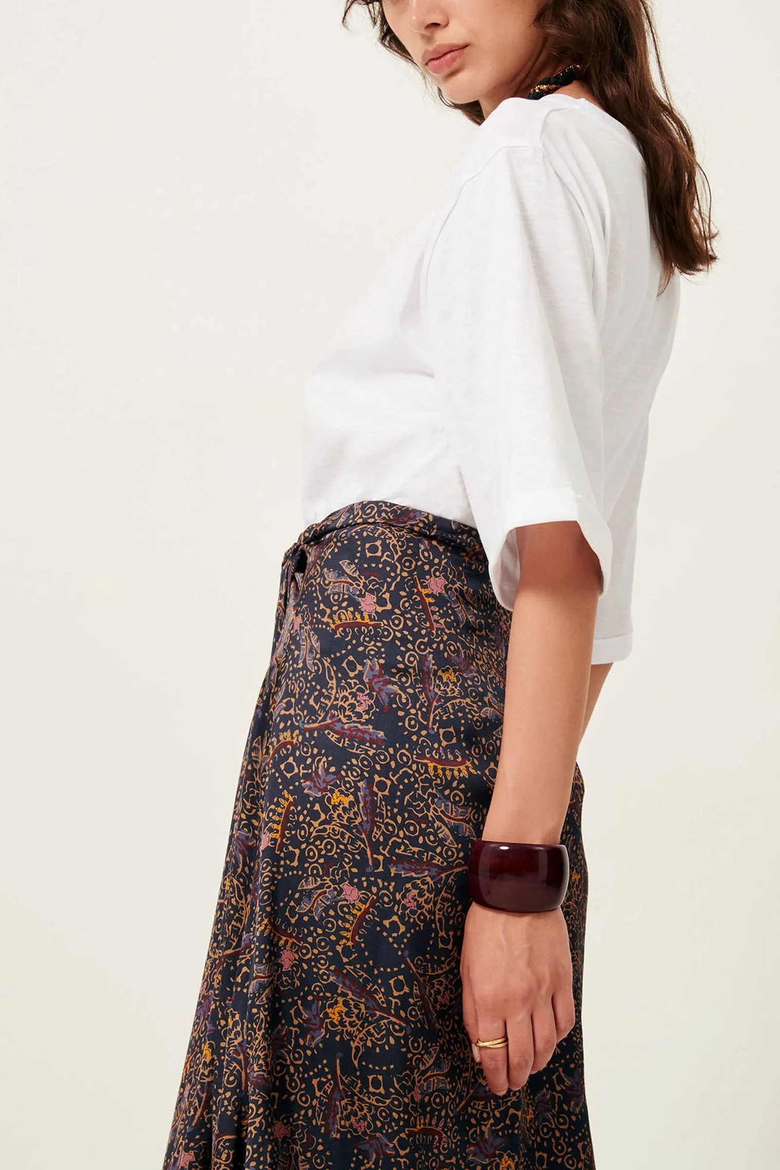 Gialla Printed Midi Skirt