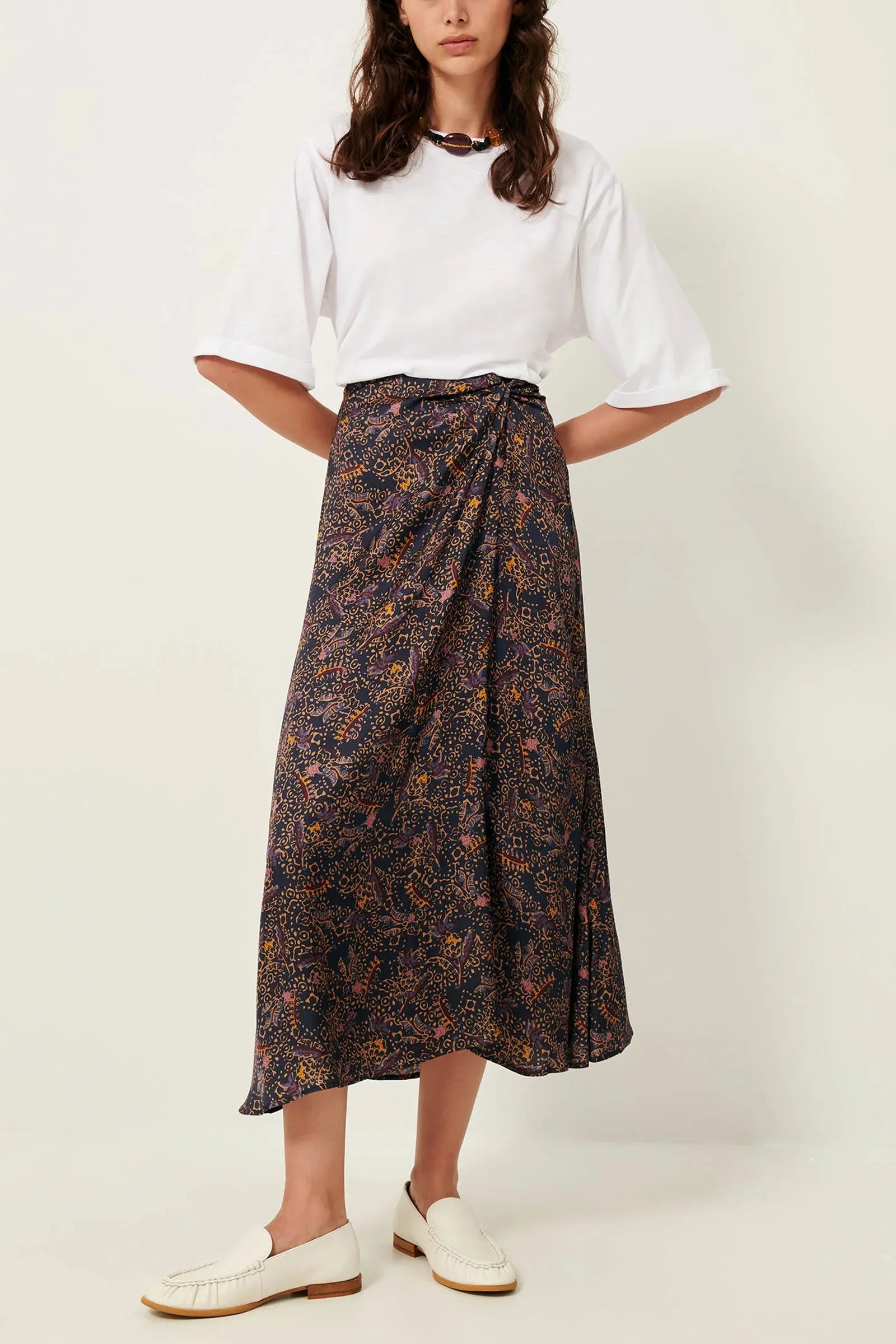 Gialla Printed Midi Skirt