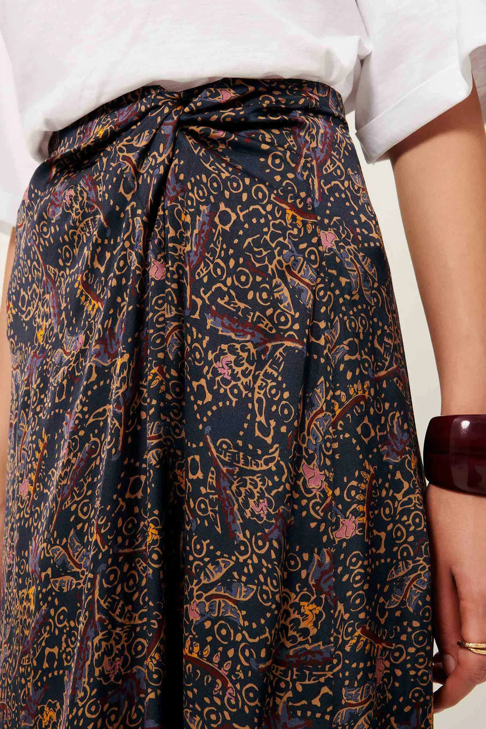 Gialla Printed Midi Skirt