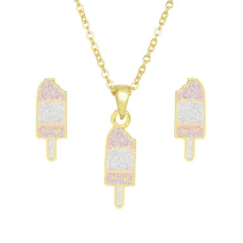 Glitter Ice Cream Necklace and Earrings Set