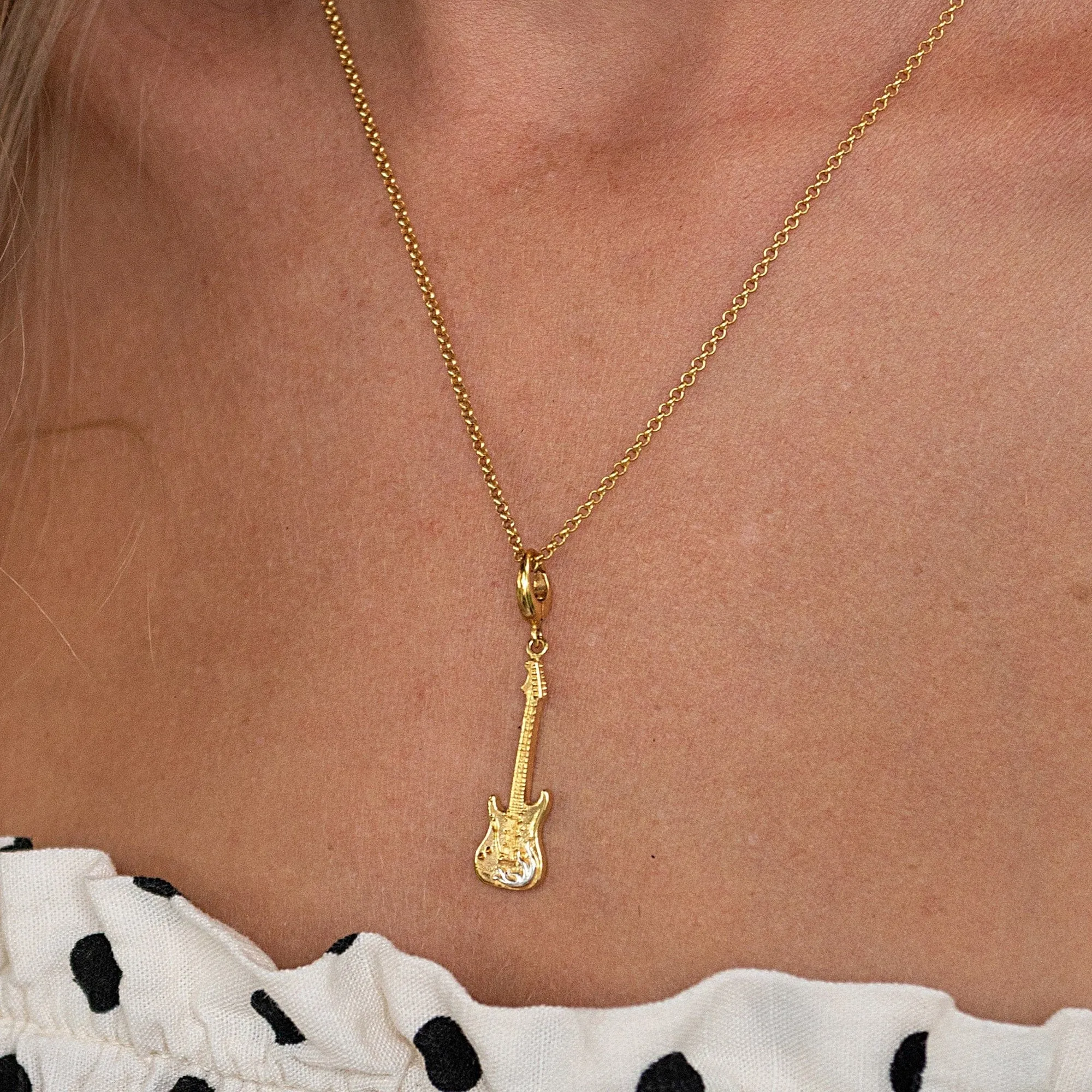 Gold Plated Electric Guitar Necklace