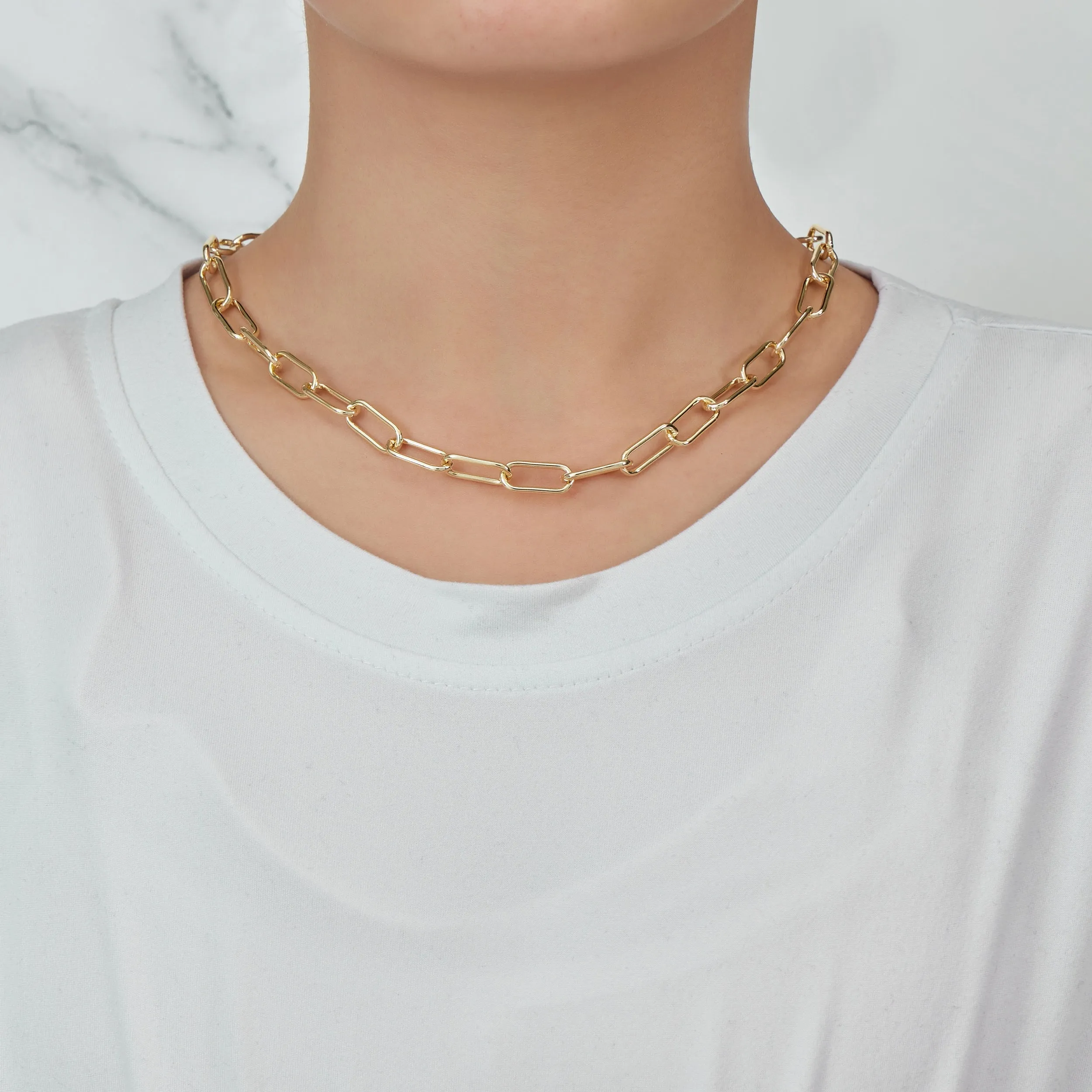 Gold Plated Paperclip Necklace