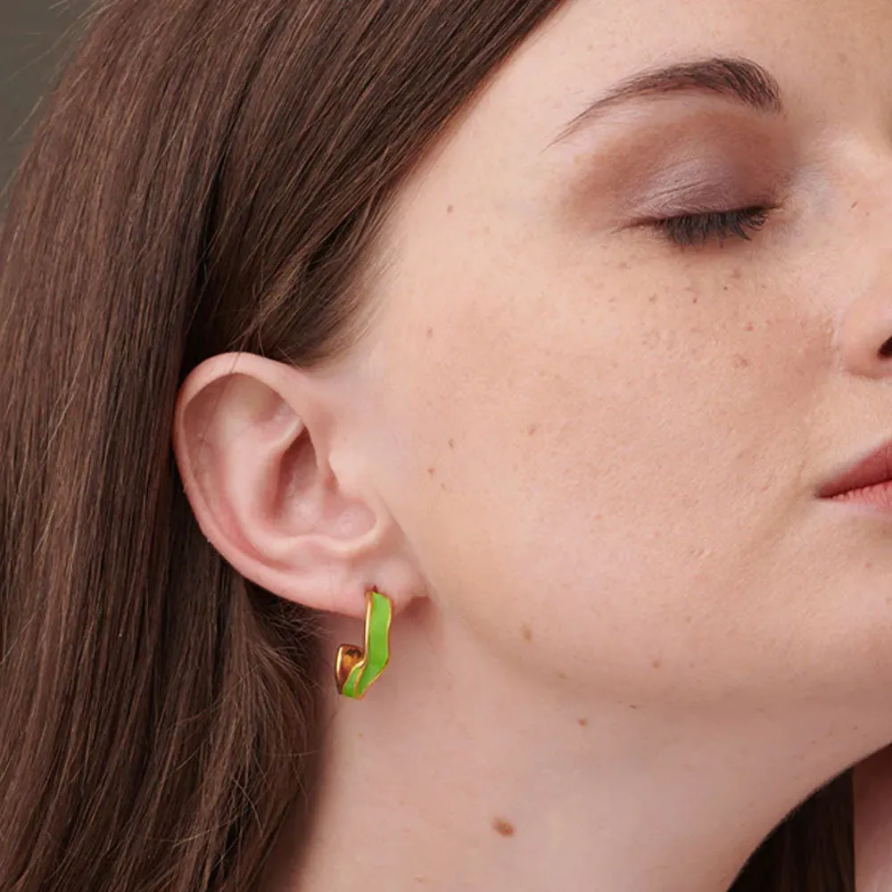 Green Round Hoop Earrings