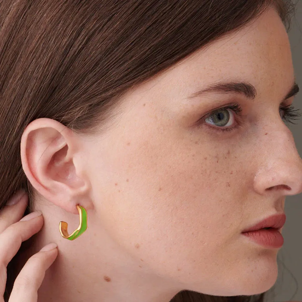 Green Round Hoop Earrings