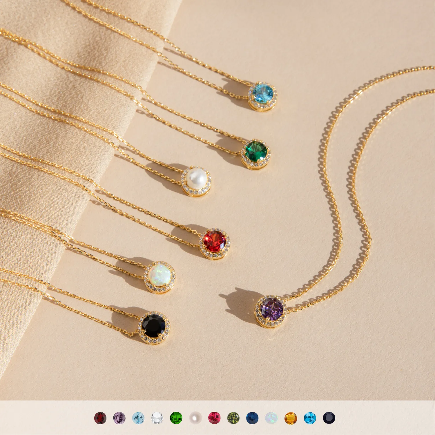 Halo Birthstone Necklace