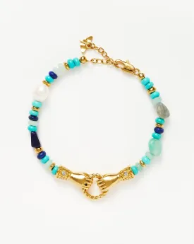 Harris Reed In Good Hands Beaded Gemstone Bracelet | 18k Gold Plated/Turquoise, Lapis & Pearl