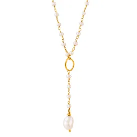 In My Orbit Necklace in Pearl & Gold