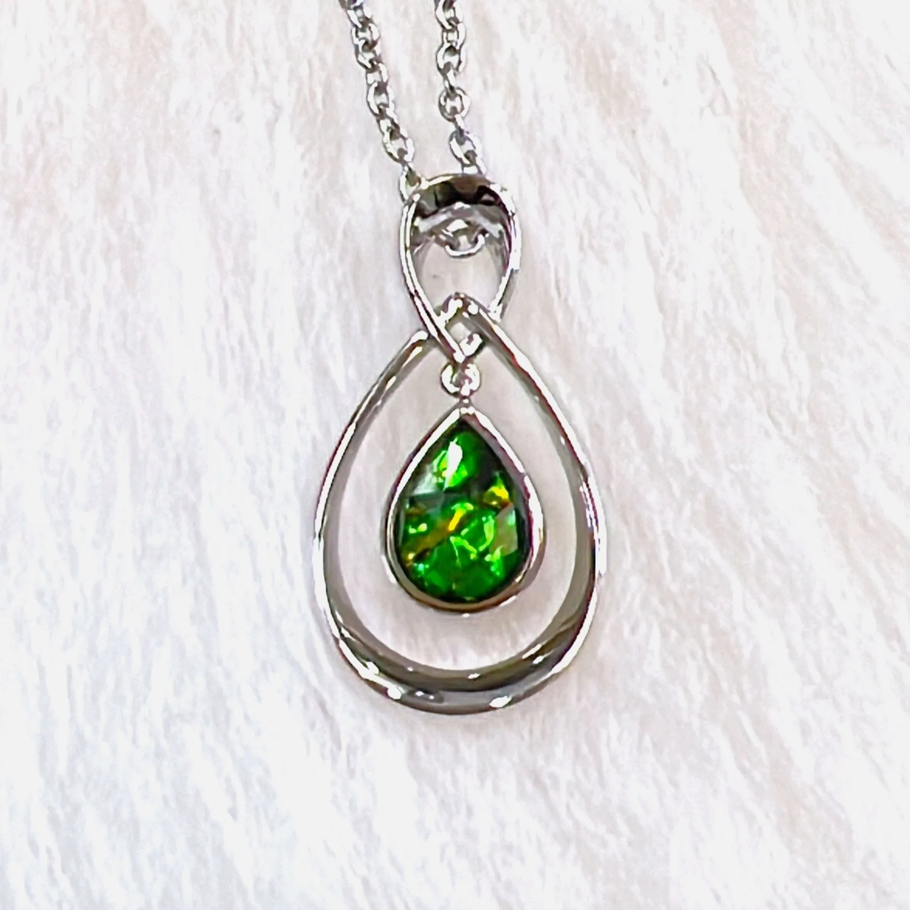 Infinity Pendant - Ammolite Silver Plated Pendant