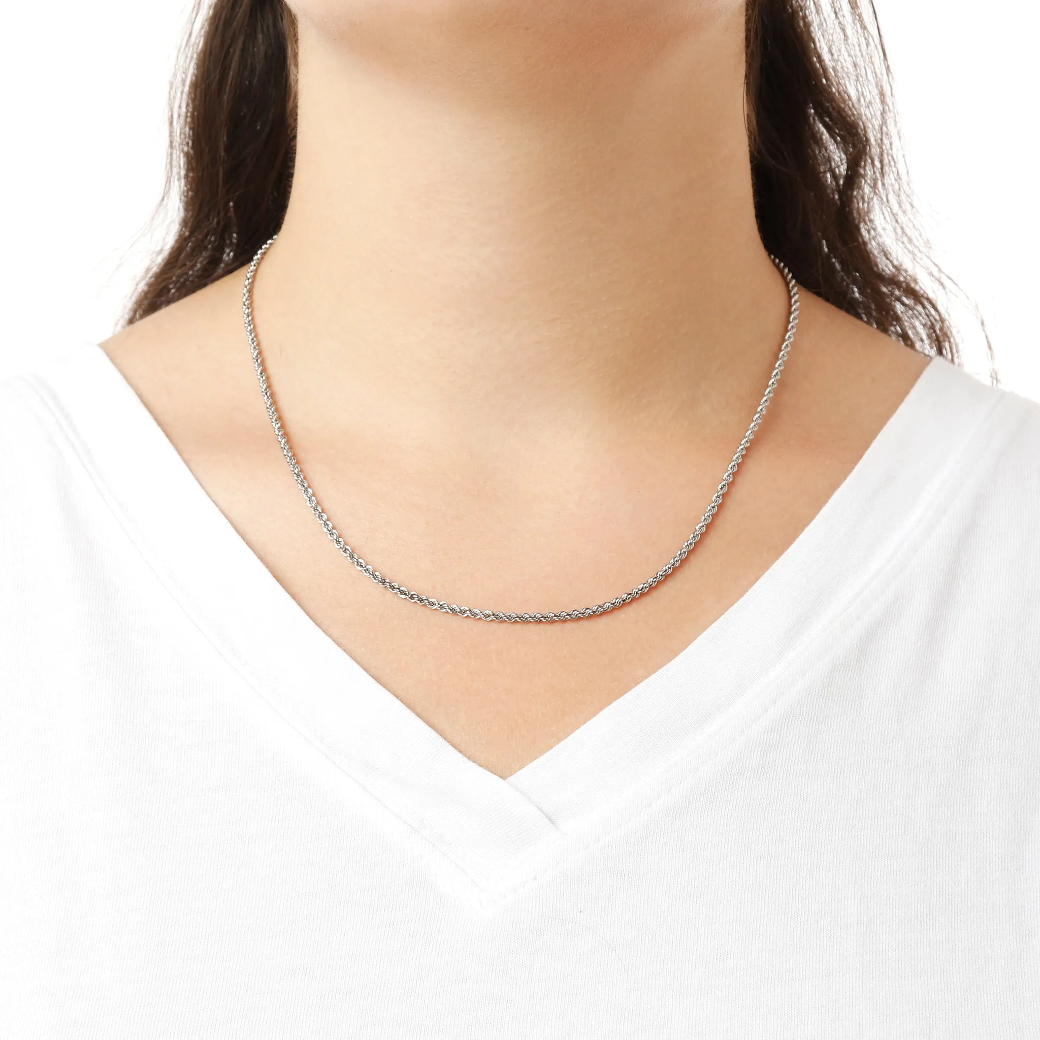 Italian Sterling Silver 18" Rope Chain Necklace