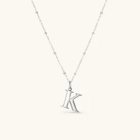 K Initial Pendant Necklace In Silver