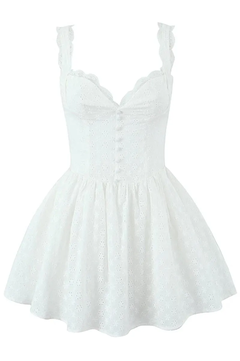 Kimmy White Eyelet Embroidered Mini Dress