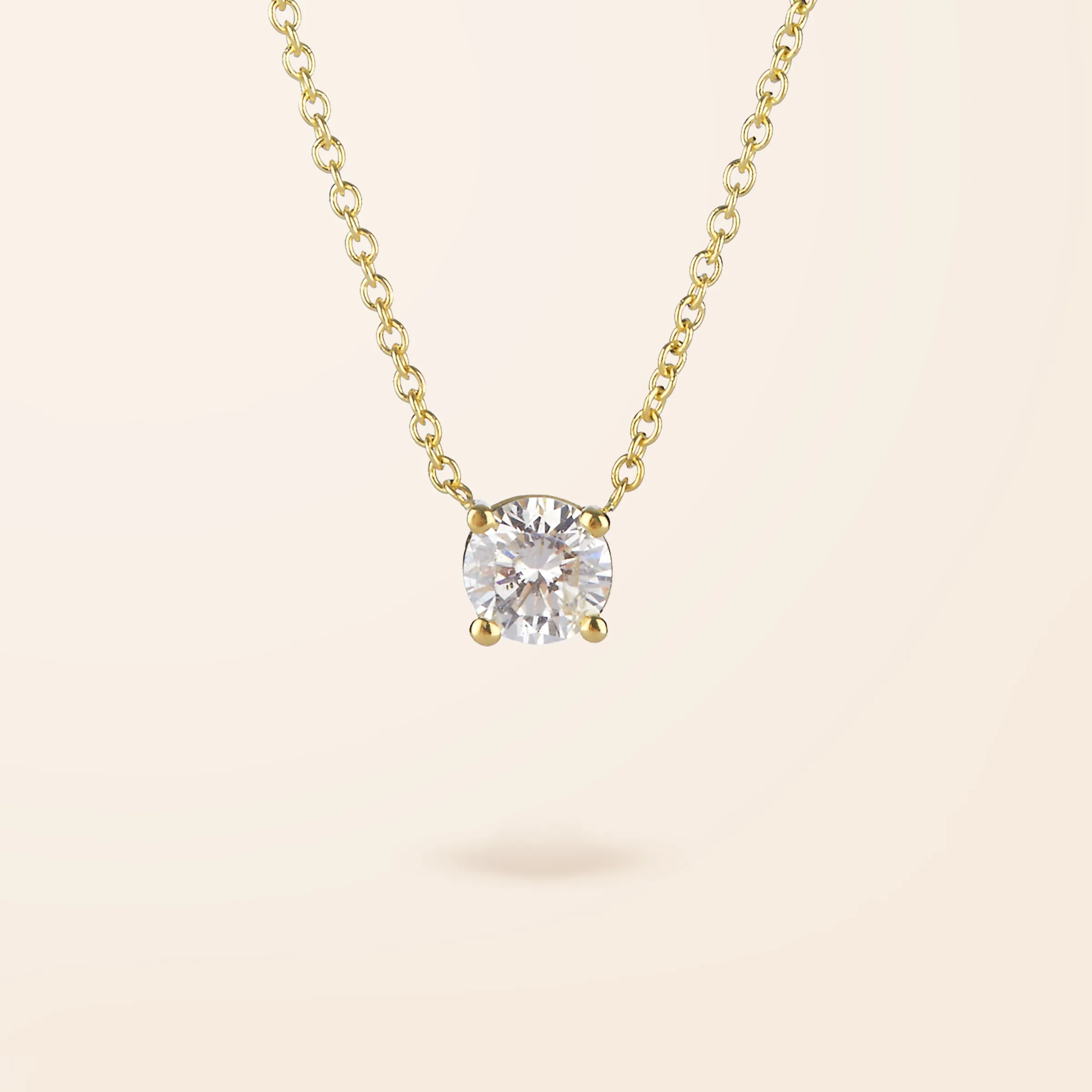 Lab Created Diamond 14K Gold Solitaire Necklace (.30ct)