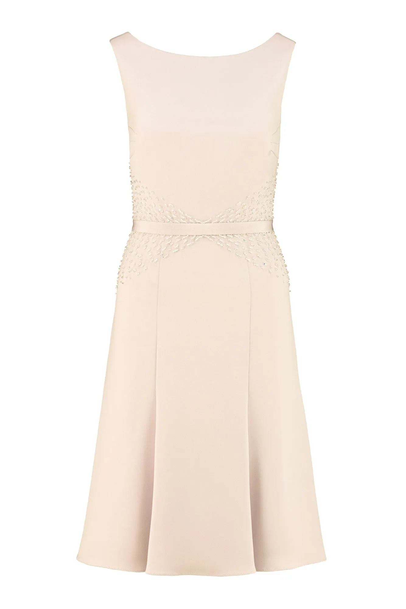 LAPAGERIA LITTLE BEIGE SILK DRESS WITH CRYSTAL EMBROIDERY