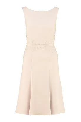 LAPAGERIA LITTLE BEIGE SILK DRESS WITH CRYSTAL EMBROIDERY