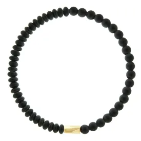 Large Twisted Hexagon on Onyx Bead Bracelet