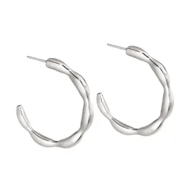 Large Wildflower Hoops - Silver