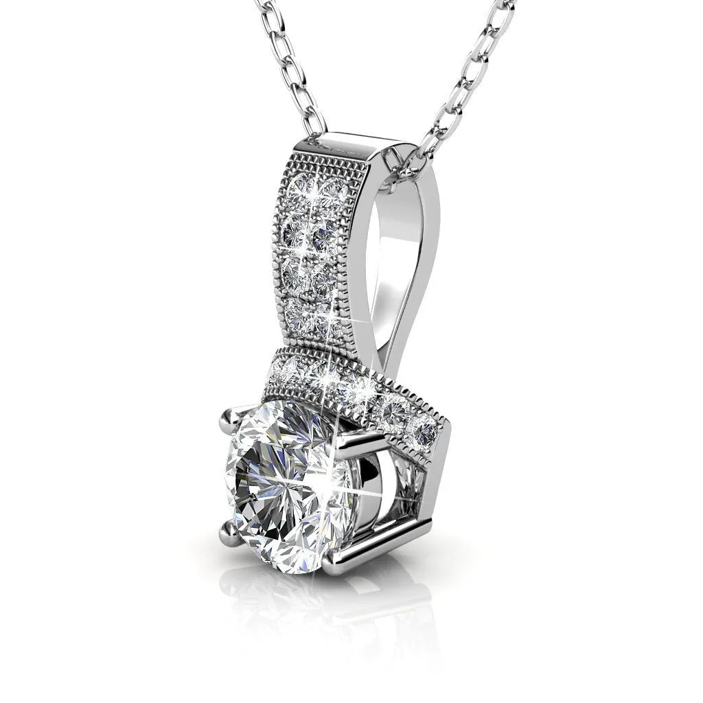 Laya 18k White Gold Plated Pendant Necklace with Crystals