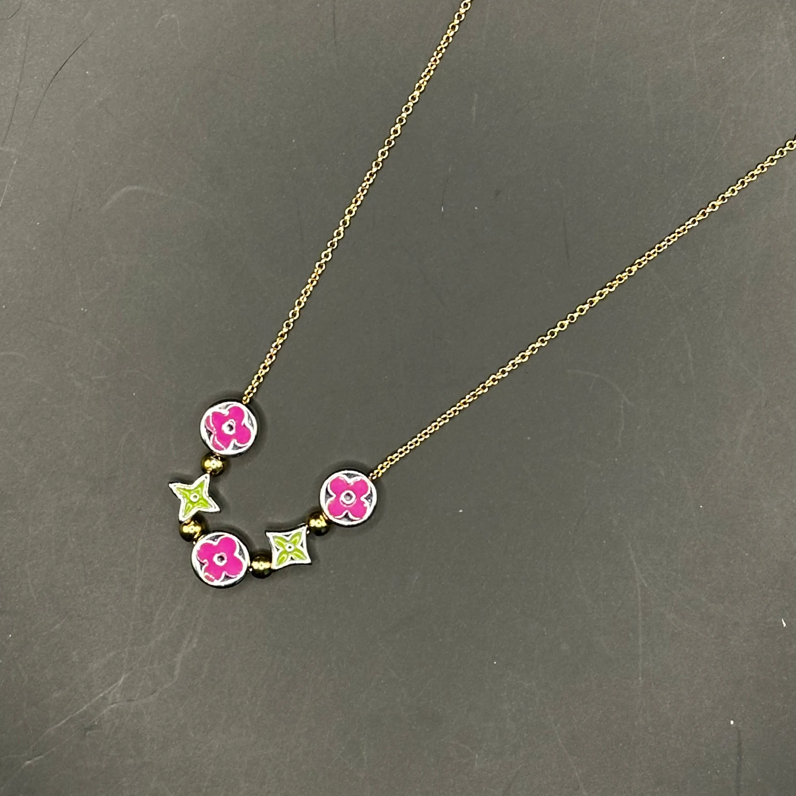 LV Charms on Dainty Necklace