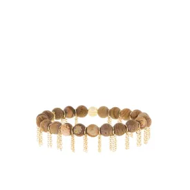 Marlyn Schiff Chain Fringe Natural Stone Stretch Bracelet