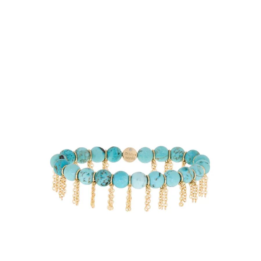 Marlyn Schiff Chain Fringe Natural Stone Stretch Bracelet