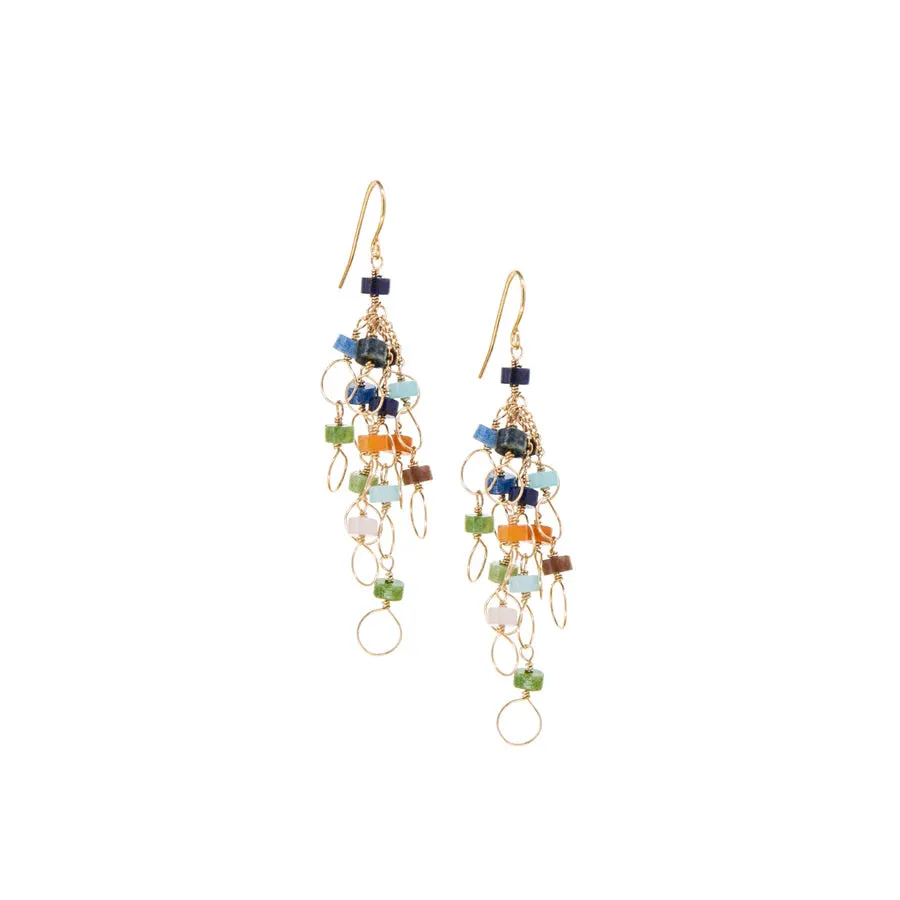 Marlyn Schiff Rondelle Tassel Fish Hook Earrings