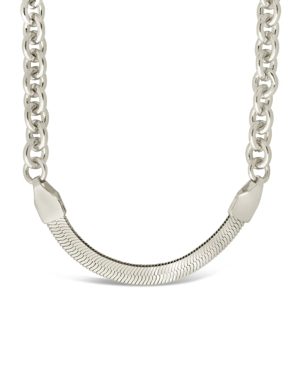 Marzia Herringbone & Rolo Chain Necklace