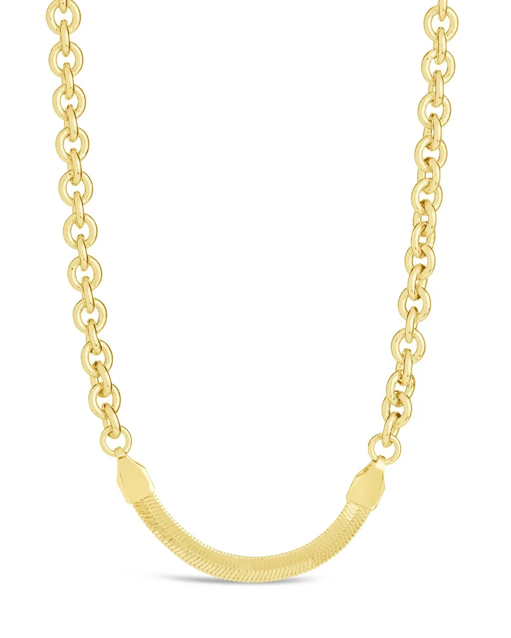 Marzia Herringbone & Rolo Chain Necklace