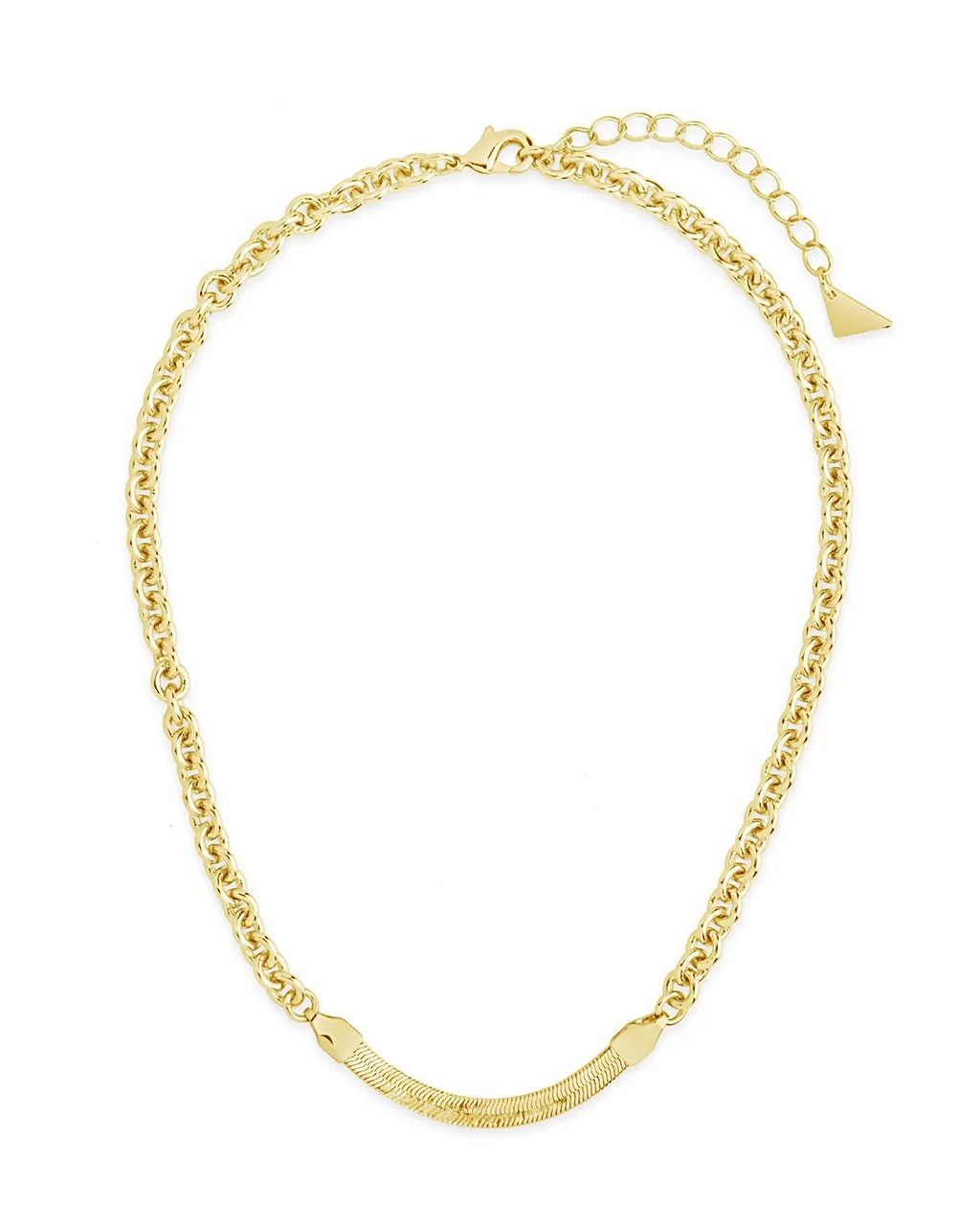 Marzia Herringbone & Rolo Chain Necklace