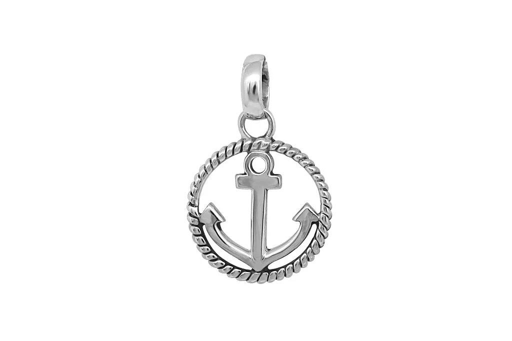 Men's Silver Circle Anchor Pendant