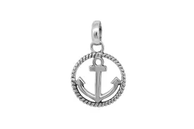 Men's Silver Circle Anchor Pendant