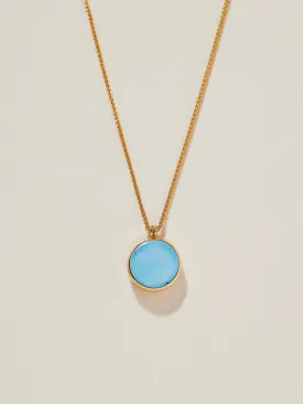 Mini Stone Signet Necklace with Golden Hill Turquoise in 18k