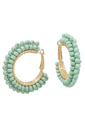 Mint Wood Beaded Earrings