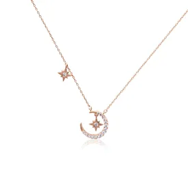 Moon & Star Cubic Zirconia Necklace