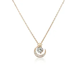 Moon & Star Cubic Zirconia Necklace