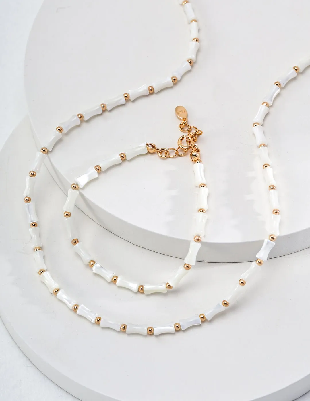 Mother of Pearls Bamboo Necklace