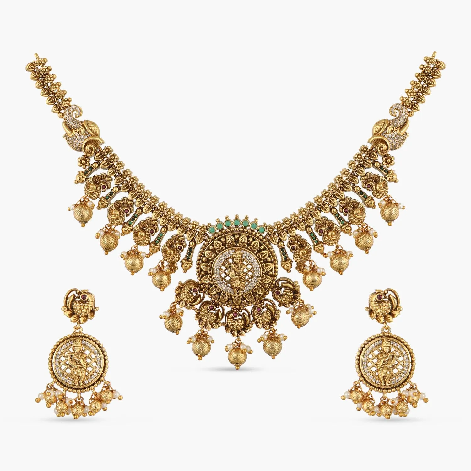 Peacock Temple Antique Necklace Set