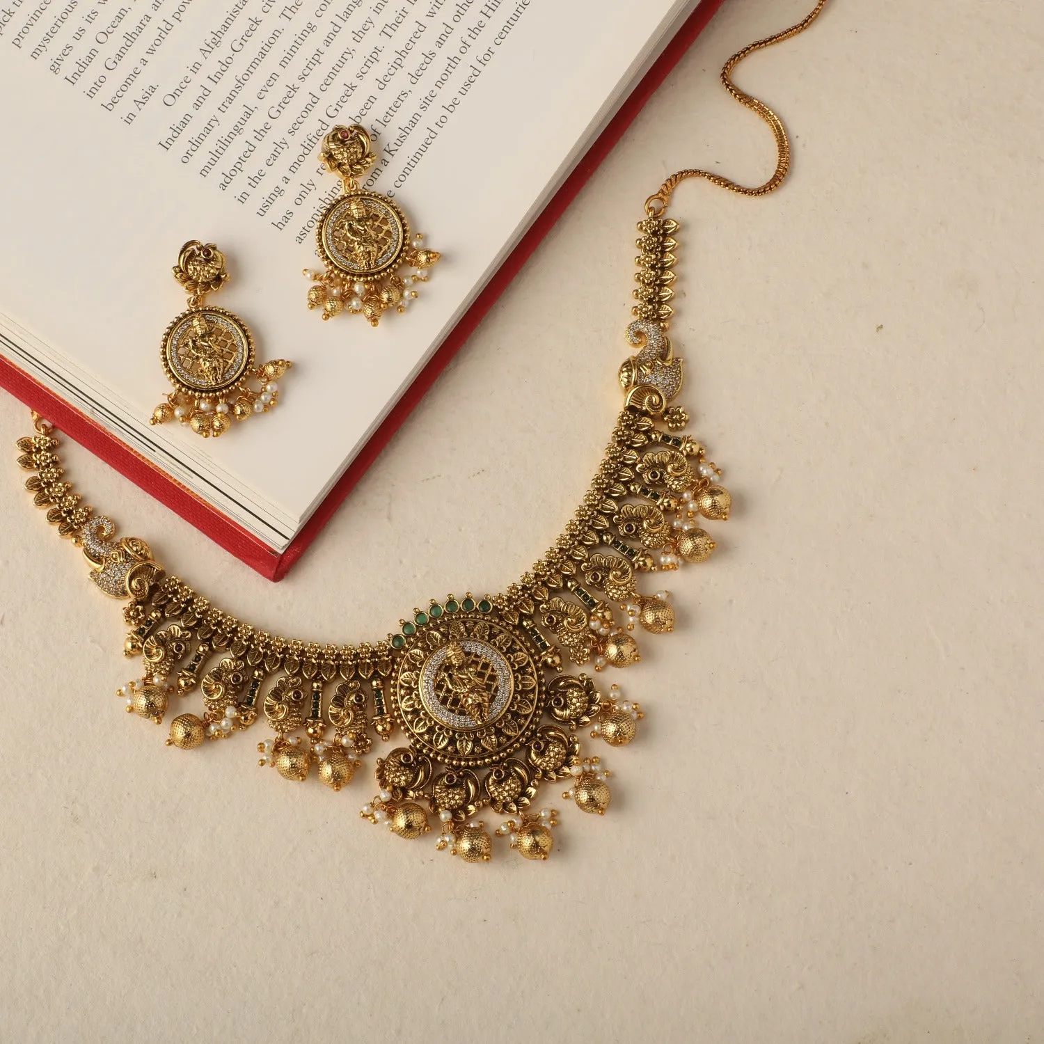 Peacock Temple Antique Necklace Set