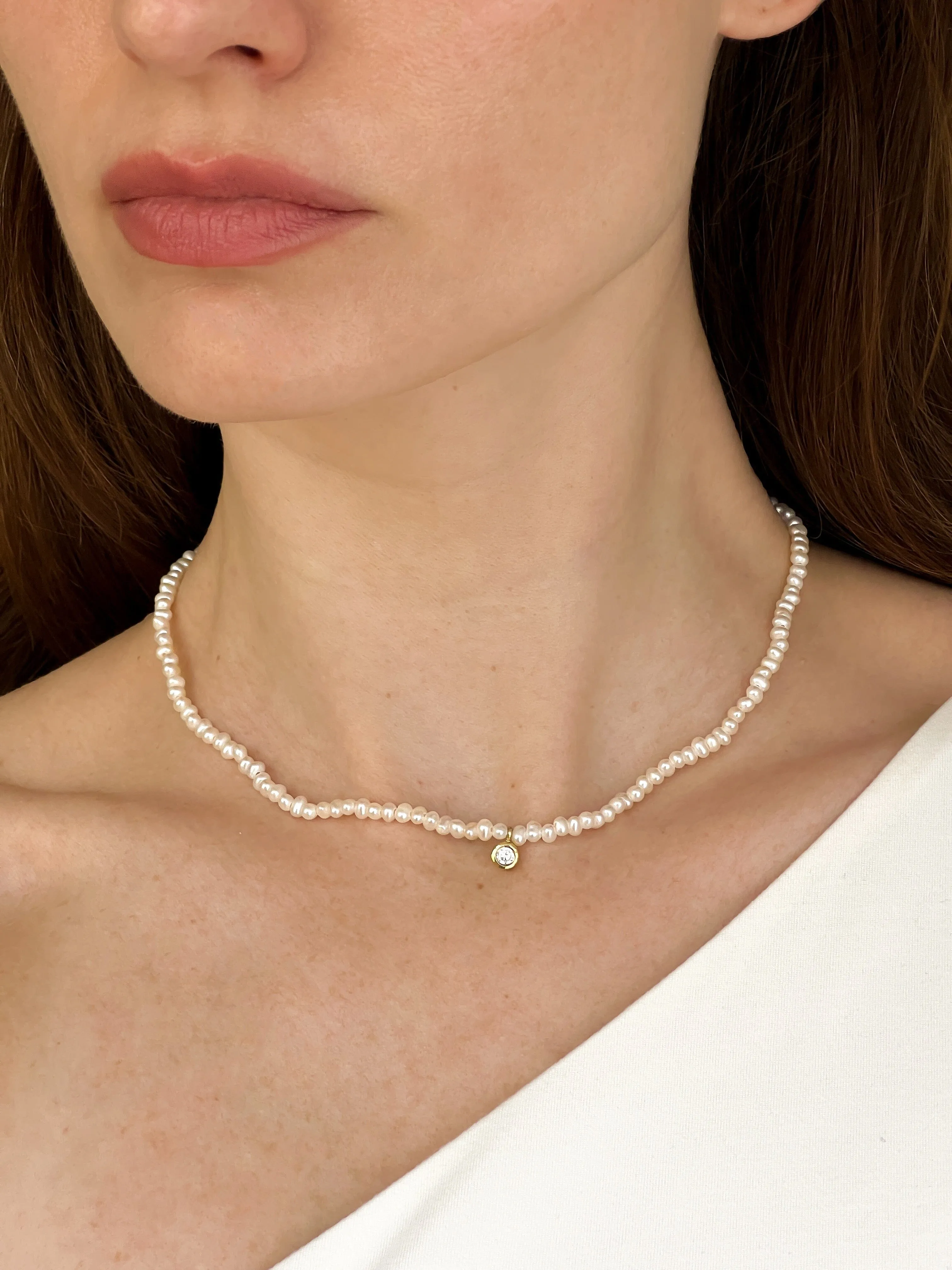 Pearl and Diamond Necklace - 14K White Gold