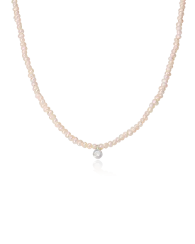 Pearl and Diamond Necklace - 14K White Gold