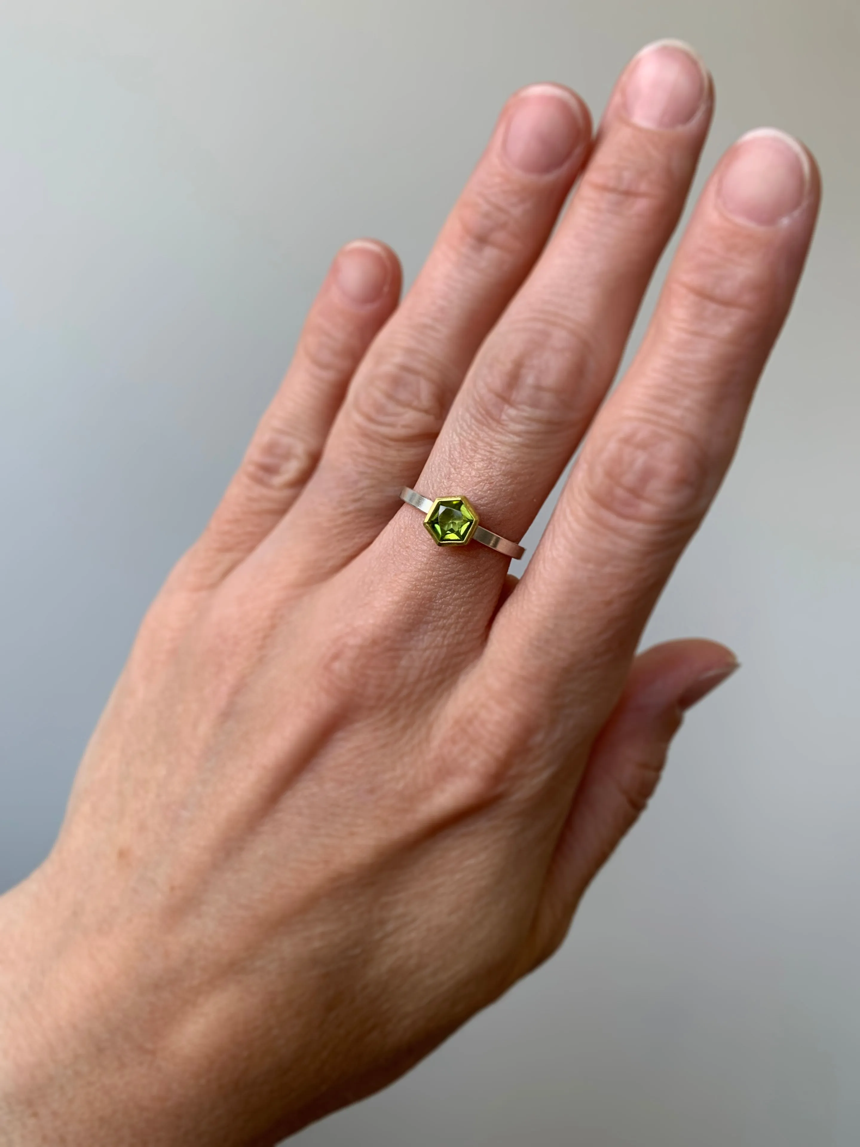 Peridot Hexagon Ring