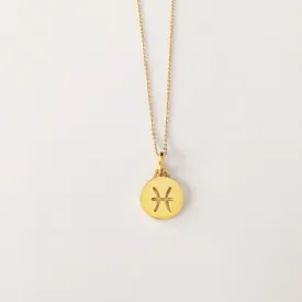 Pisces Necklace, Solid Gold