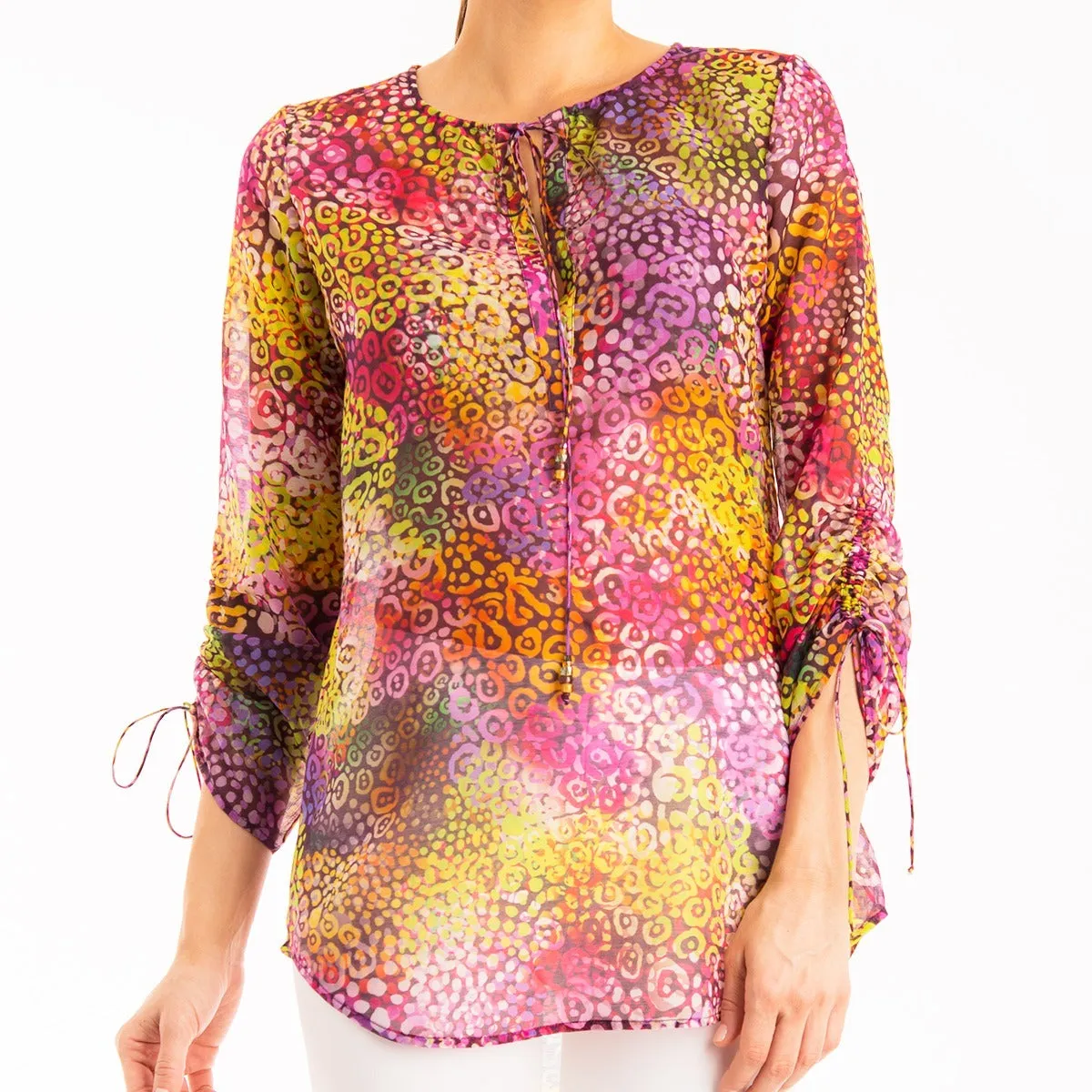 Printed Gypsy Blouse in Psychedelic Leopard