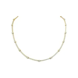 Ready to Ship Alternate Diamond Tennis Necklace (5.50 ct.) 2 points and 18 points 4-Prongs Setting in 14K Gold