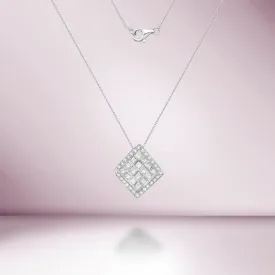 Ready to Ship Princess Cut & Round Diamond Necklace (1.88 ct.) in 18K Gold