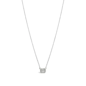 Round and Baguette Diamond Pendant Necklace