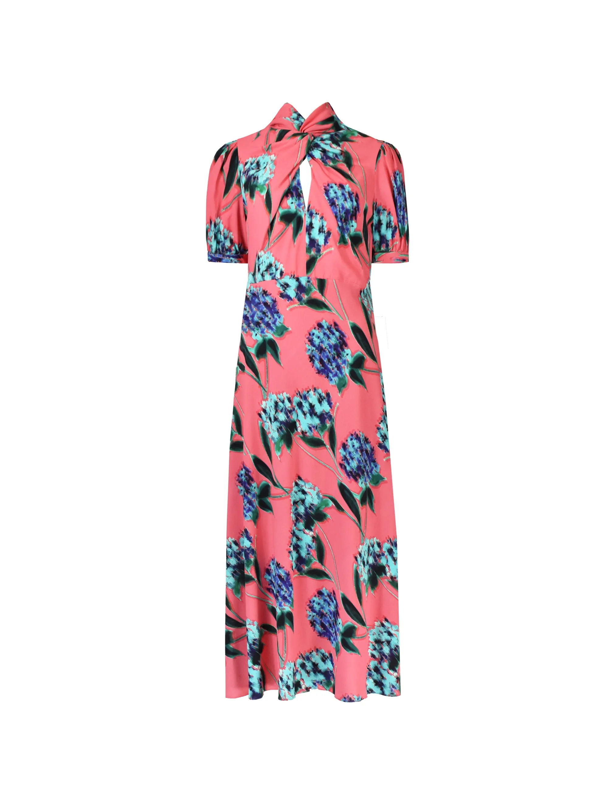 Scarlett Pink Floral Print Twist Neck Maxi Dress