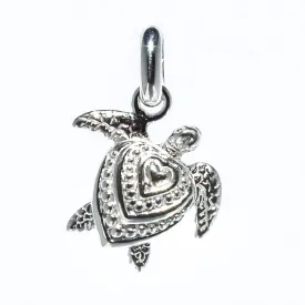 Sea Heart Turtle Pendant Silver