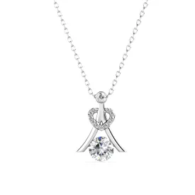 Serenity April Birthstone Diamond Necklace, 18k White Gold Plated Silver Necklace with Round Cut Crystals