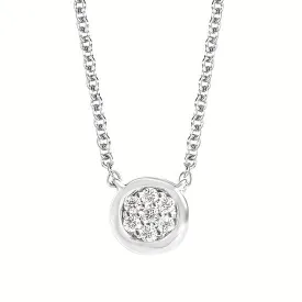 Silver Diamond Cluster Pendant Necklace